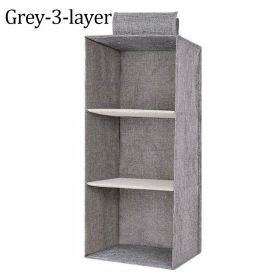 1pc Wardrobe Hanging Storage Bag; Drawer Fabric Closet Storage Organizer Holder (Color: Grey, size: 3-layer)