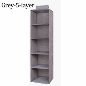 1pc Wardrobe Hanging Storage Bag; Drawer Fabric Closet Storage Organizer Holder (Color: Grey, size: 5-layer)