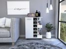 Tennessee Bar Cart, One Cabinet With Division, Six Cubbies For Liquor, Two Shelves