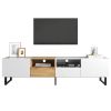 Modern TV Stand with 2 Cabinets& Open Storage Compartment, Color-matching Media Console Table for TVs up to 85''