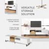 Modern TV Stand with 2 Cabinets& Open Storage Compartment, Color-matching Media Console Table for TVs up to 85''