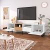 Modern TV Stand with 2 Cabinets& Open Storage Compartment, Color-matching Media Console Table for TVs up to 85''