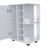 Tennessee Bar Cart, One Cabinet With Division, Six Cubbies For Liquor, Two Shelves