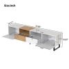 Modern TV Stand with 2 Cabinets& Open Storage Compartment, Color-matching Media Console Table for TVs up to 85''