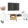 Modern TV Stand with 2 Cabinets& Open Storage Compartment, Color-matching Media Console Table for TVs up to 85''