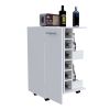 Tennessee Bar Cart, One Cabinet With Division, Six Cubbies For Liquor, Two Shelves