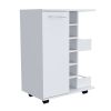 Tennessee Bar Cart, One Cabinet With Division, Six Cubbies For Liquor, Two Shelves