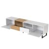 Modern TV Stand with 2 Cabinets& Open Storage Compartment, Color-matching Media Console Table for TVs up to 85''